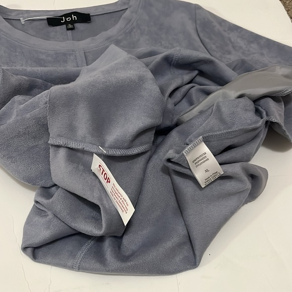 JOH AUDREY DRESS Suede Faux Silver Gray Short Cap sleeve Midi Tunic Women’s XL - Picture 7 of 11